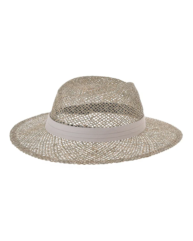 ΚΑΠΕΛΟ ΨΑΘΙΝΟ ΣΕ ΜΠΕΖ ΧΡΩΜΑ ΜΕ ΕΚΡΟΥ ΚΟΡΔΕΛΑ ONE SIZE 57CM (100% GRASS)