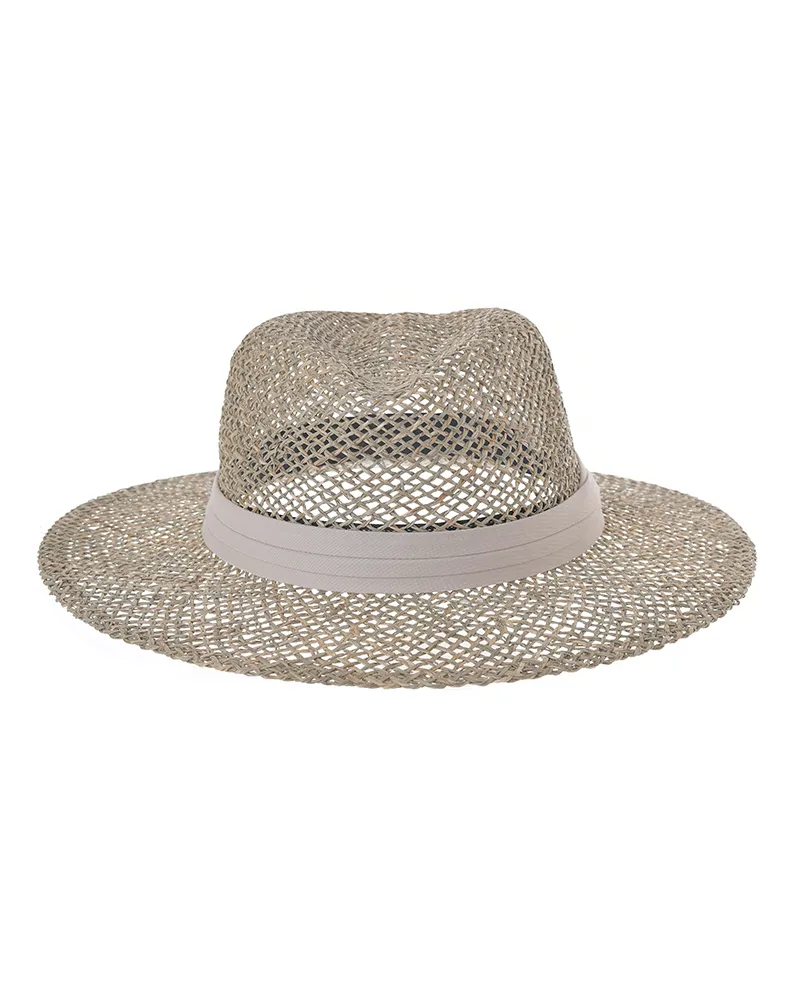 ΚΑΠΕΛΟ ΨΑΘΙΝΟ ΣΕ ΜΠΕΖ ΧΡΩΜΑ ΜΕ ΕΚΡΟΥ ΚΟΡΔΕΛΑ ONE SIZE 57CM (100% GRASS)