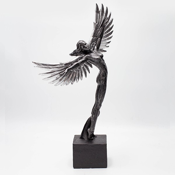 ΓΥΝΑΙΚΑ ΜΕ ΦΤΕΡΑ ΠΟΛΥΡΕΖΙΝ ΑΣΗΜΙ – ΜΑΥΡΗ 20x10x39.5cm