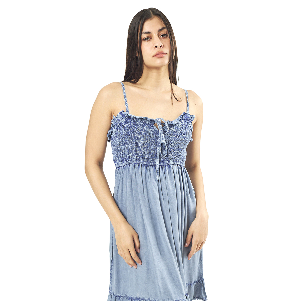 Verde Γυναικείο Φόρεμα 52-0048 Ρεγιόν Ινδίας Ανοιχτό Μπλέ