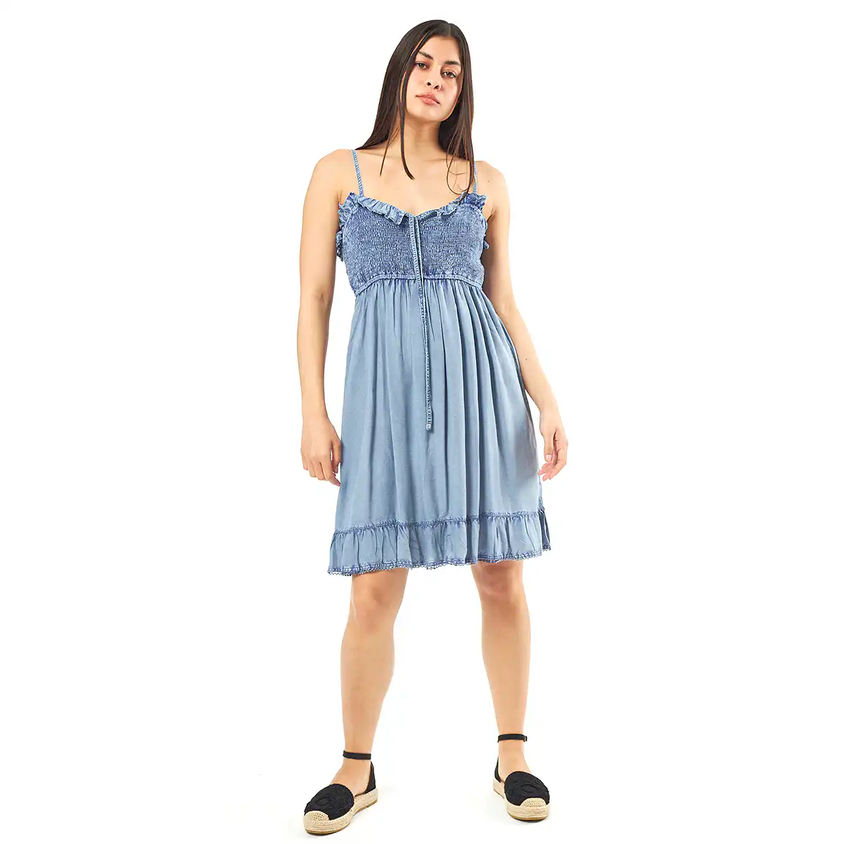 Verde Γυναικείο Φόρεμα 52-0048 Ρεγιόν Ινδίας Ανοιχτό Μπλέ