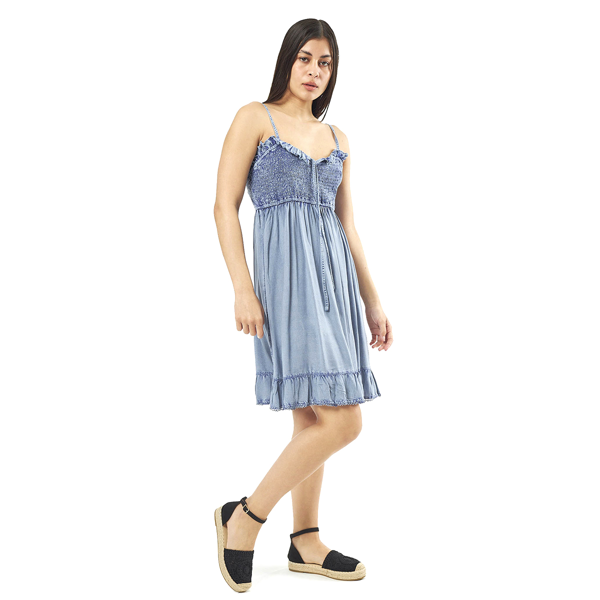 Verde Γυναικείο Φόρεμα 52-0048 Ρεγιόν Ινδίας Ανοιχτό Μπλέ