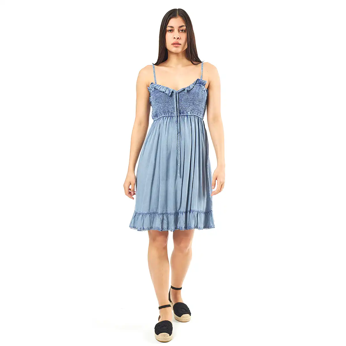 Verde Γυναικείο Φόρεμα 52-0048 Ρεγιόν Ινδίας Ανοιχτό Μπλέ