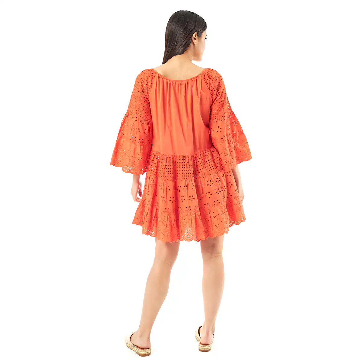 Verde Γυναικείο Φόρεμα 52-0052 Cotton Ινδίας Πορτοκαλί