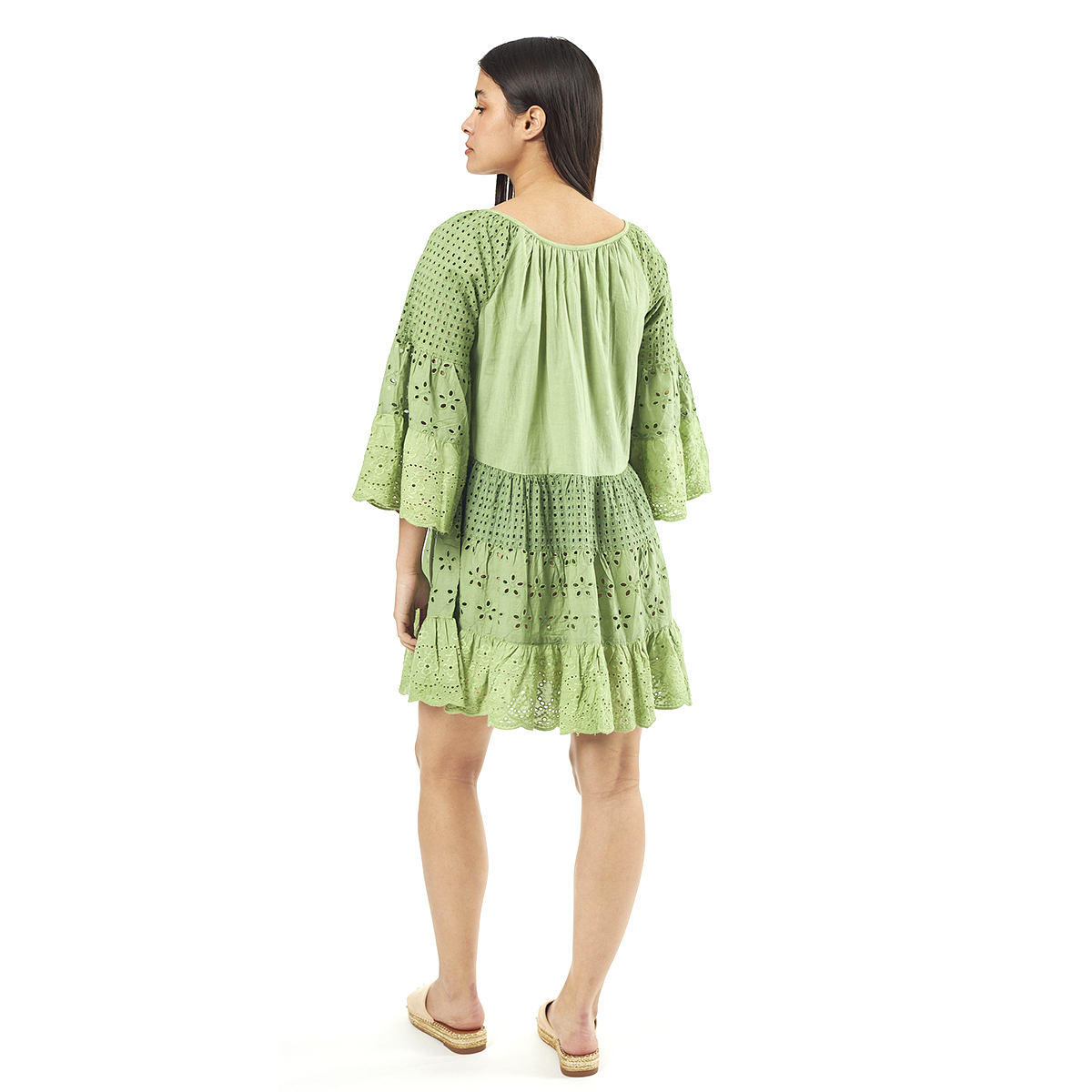 Verde Γυναικείο Φόρεμα 52-0052 Cotton Ινδίας Πράσινο