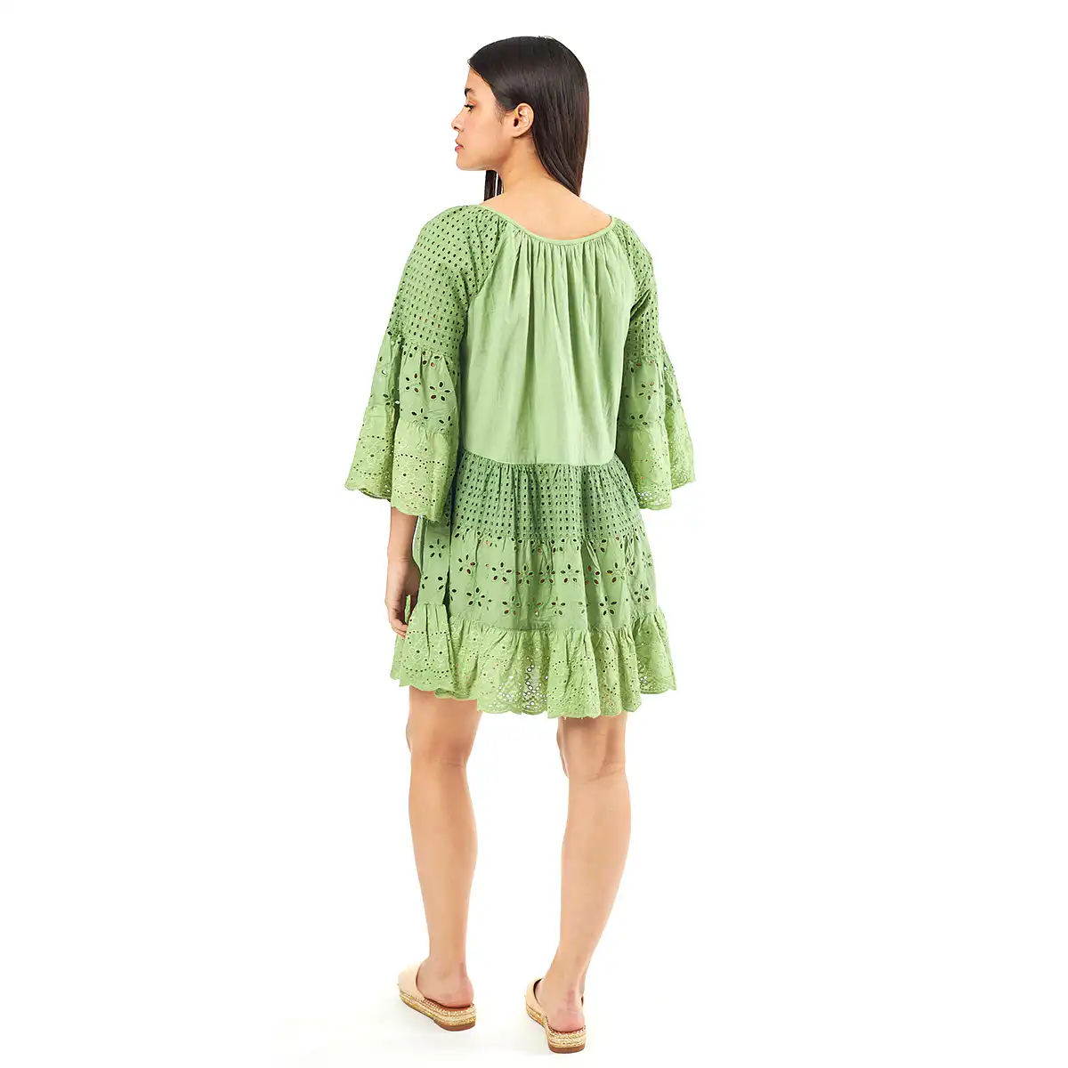 Verde Γυναικείο Φόρεμα 52-0052 Cotton Ινδίας Πράσινο