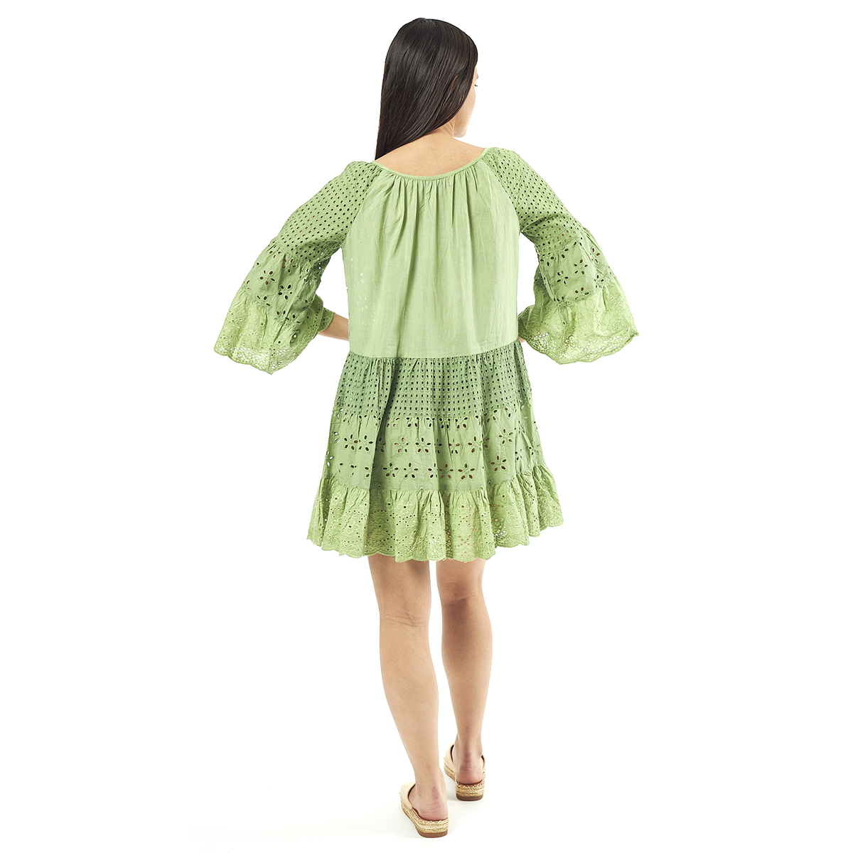 Verde Γυναικείο Φόρεμα 52-0052 Cotton Ινδίας Πράσινο