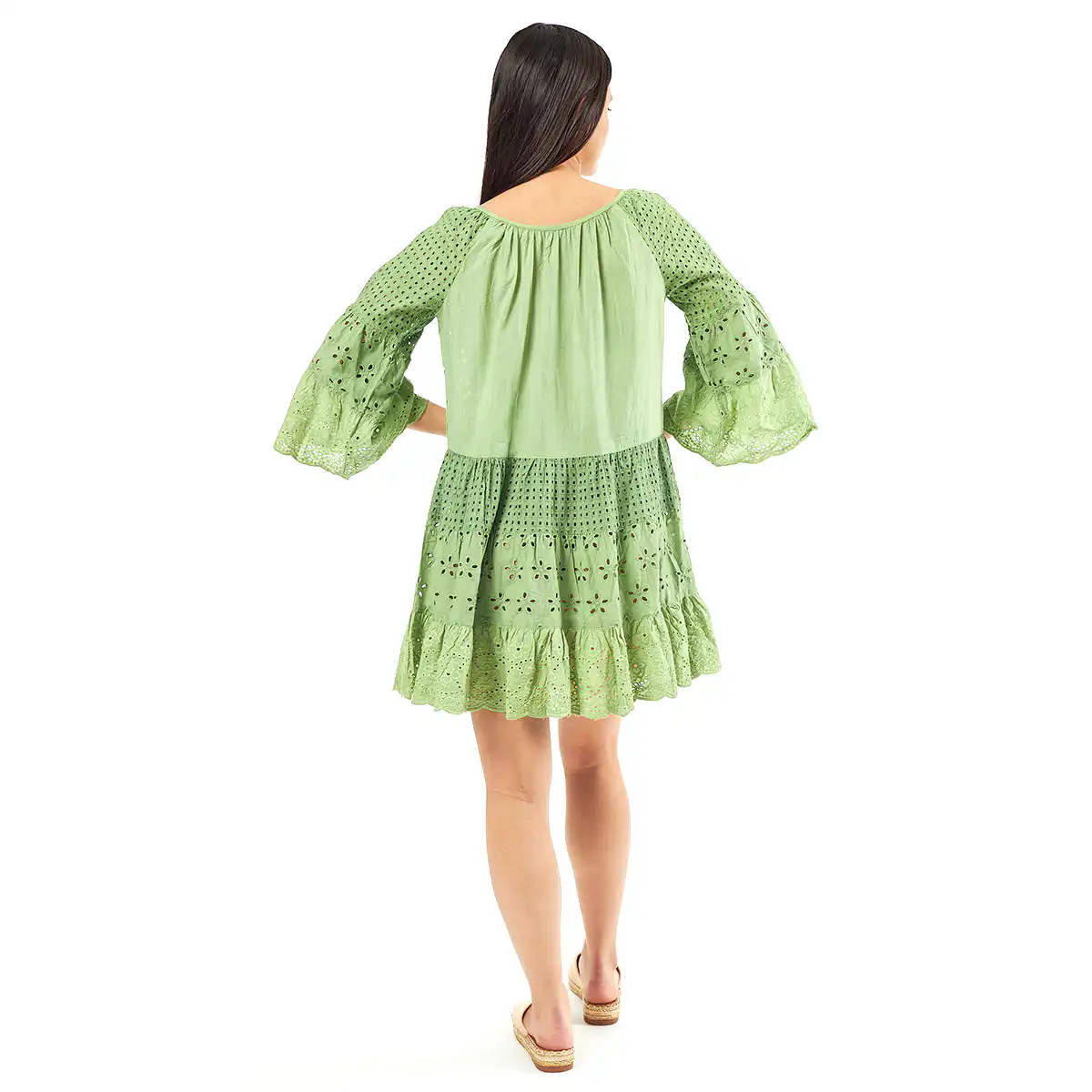 Verde Γυναικείο Φόρεμα 52-0052 Cotton Ινδίας Πράσινο