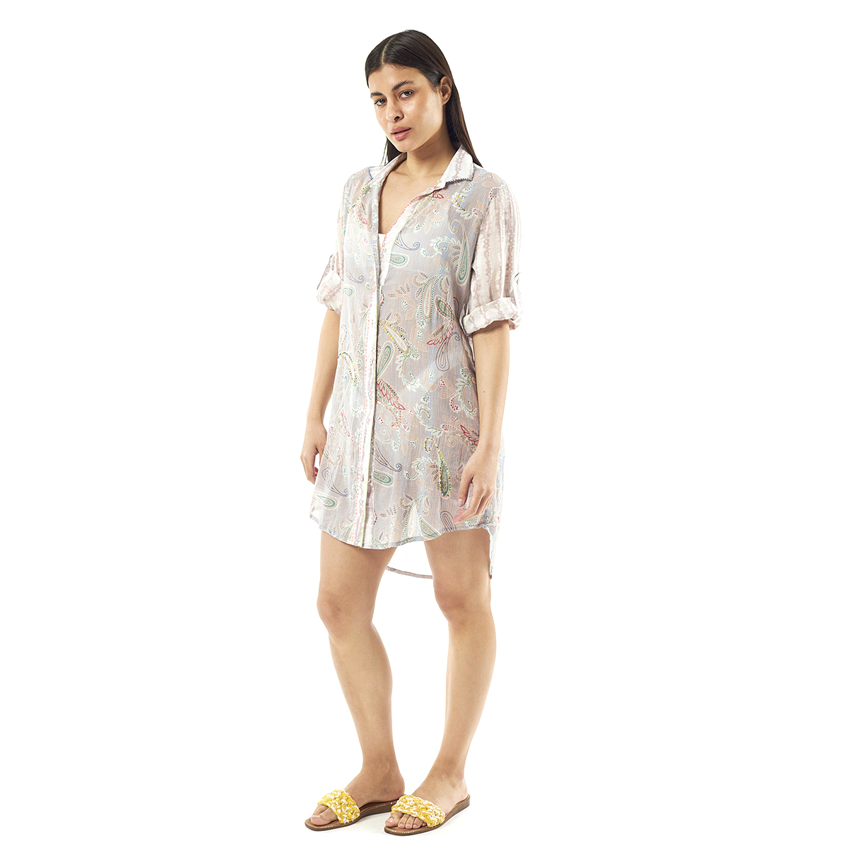 Verde Γυναικείο Φόρεμα 52-0057 Cotton Ινδίας Πολύχρωμο