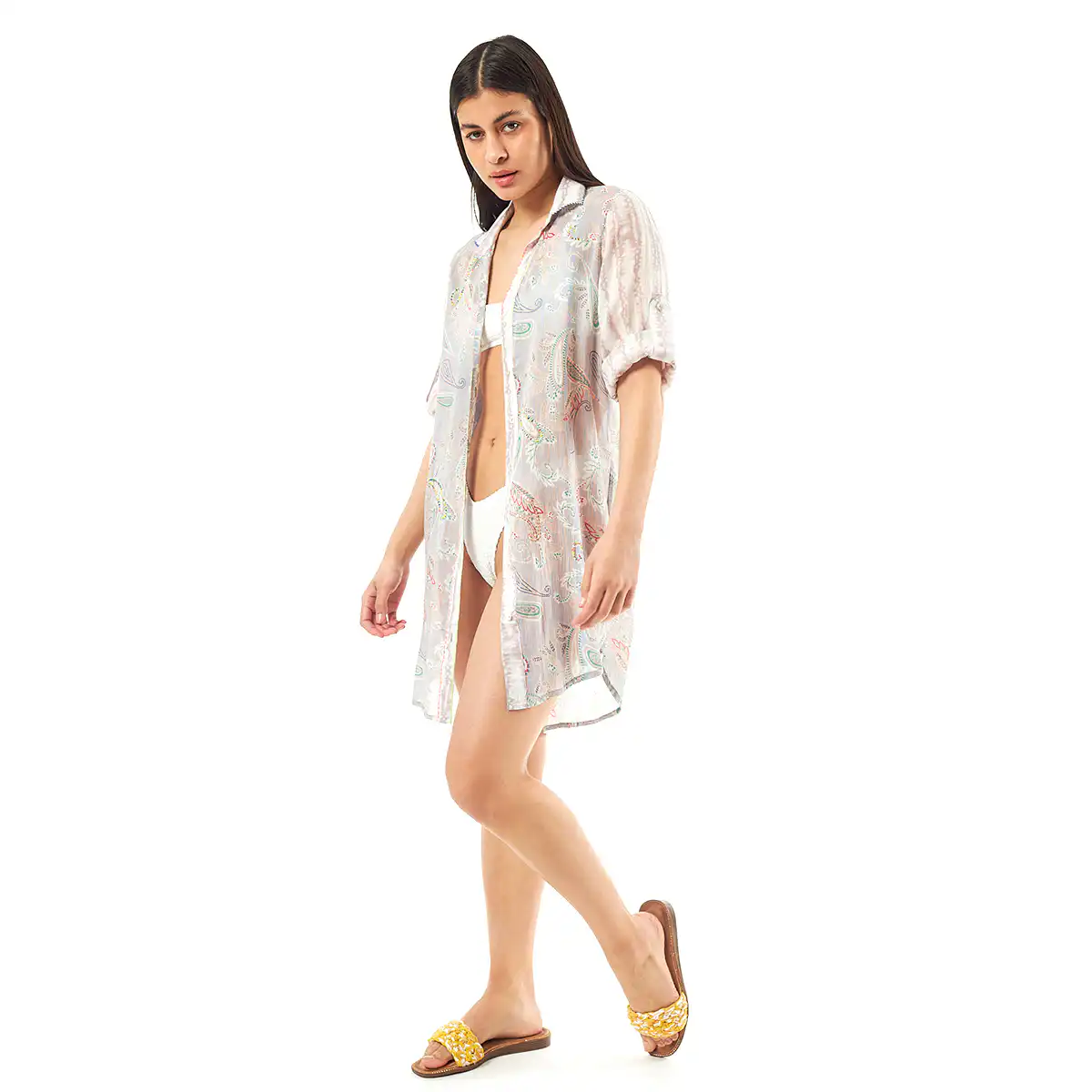 Verde Γυναικείο Φόρεμα 52-0057 Cotton Ινδίας Πολύχρωμο