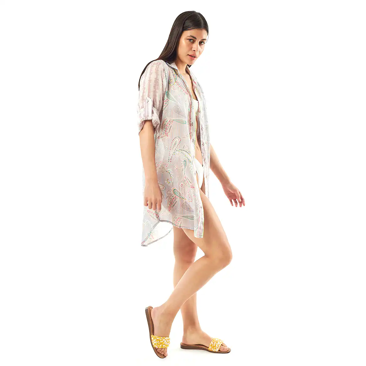 Verde Γυναικείο Φόρεμα 52-0057 Cotton Ινδίας Πολύχρωμο