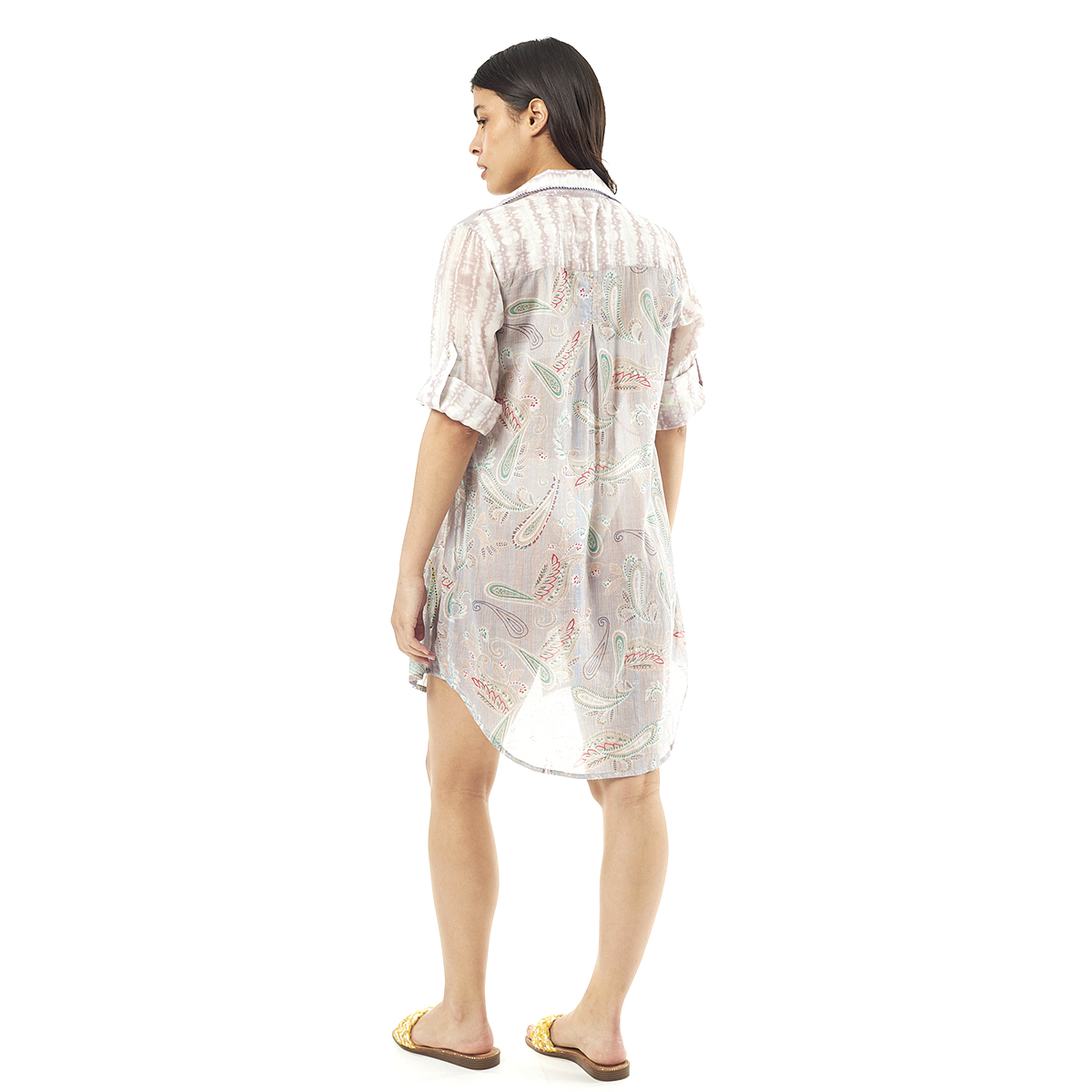 Verde Γυναικείο Φόρεμα 52-0057 Cotton Ινδίας Πολύχρωμο