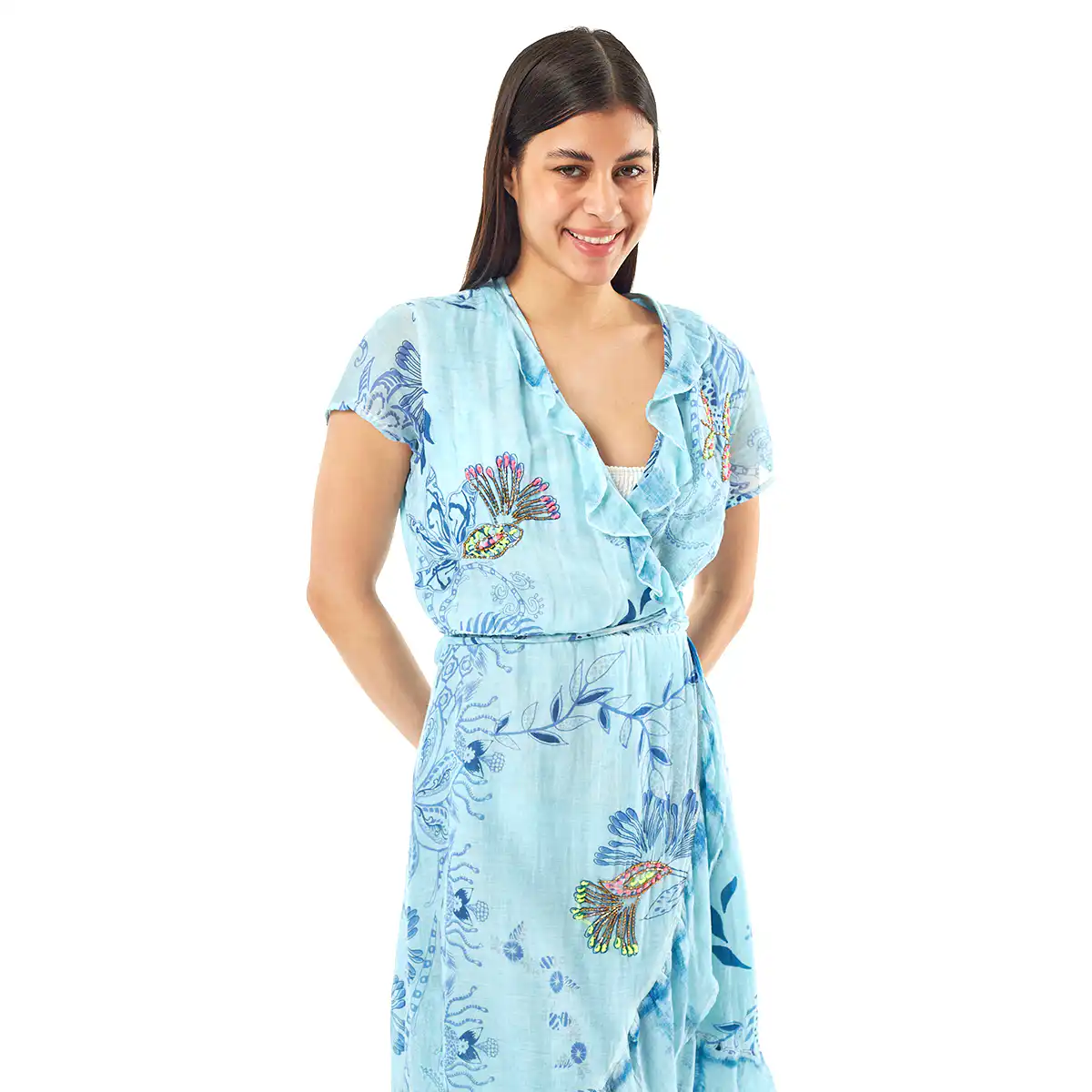 Verde Γυναικείο Φόρεμα 52-0058 Cotton Ινδίας Ανοιχτό Μπλέ Verde Γυναικείο Φόρεμα 52-0058 Cotton Ινδίας Ανοιχτό Μπλέ