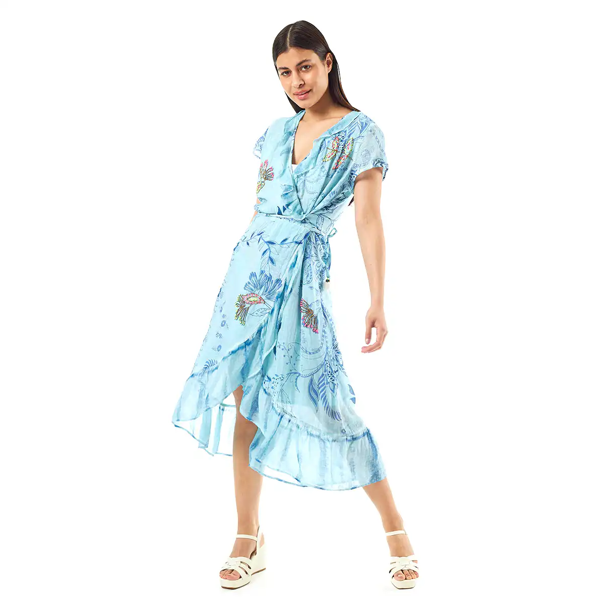 Verde Γυναικείο Φόρεμα 52-0058 Cotton Ινδίας Ανοιχτό Μπλέ Verde Γυναικείο Φόρεμα 52-0058 Cotton Ινδίας Ανοιχτό Μπλέ
