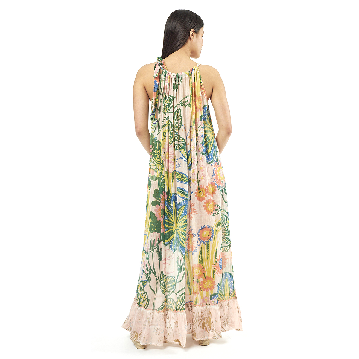 Verde Γυναικείο Φόρεμα 52-0059 Cotton Ινδίας Πολύχρωμο