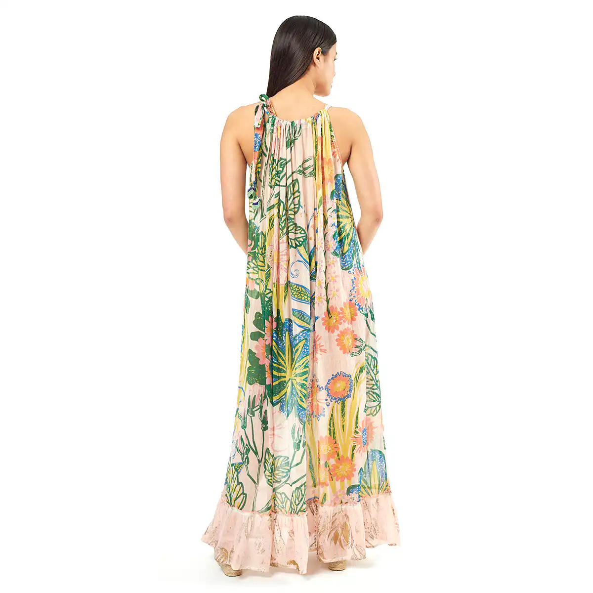 Verde Γυναικείο Φόρεμα 52-0059 Cotton Ινδίας Πολύχρωμο