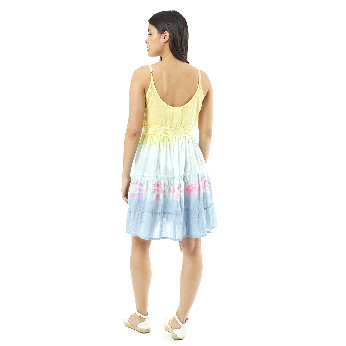 Verde Γυναικείο Φόρεμα 52-0060 Cotton Ινδίας Πολύχρωμο