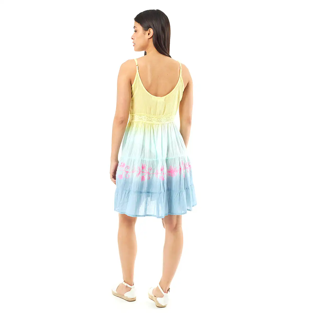 Verde Γυναικείο Φόρεμα 52-0060 Cotton Ινδίας Πολύχρωμο