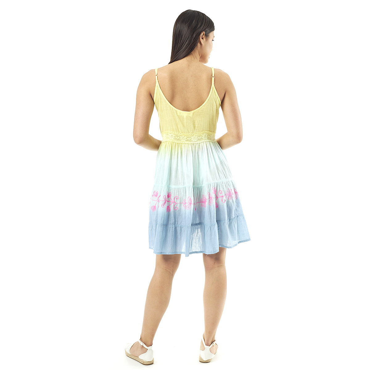 Verde Γυναικείο Φόρεμα 52-0060 Cotton Ινδίας Πολύχρωμο