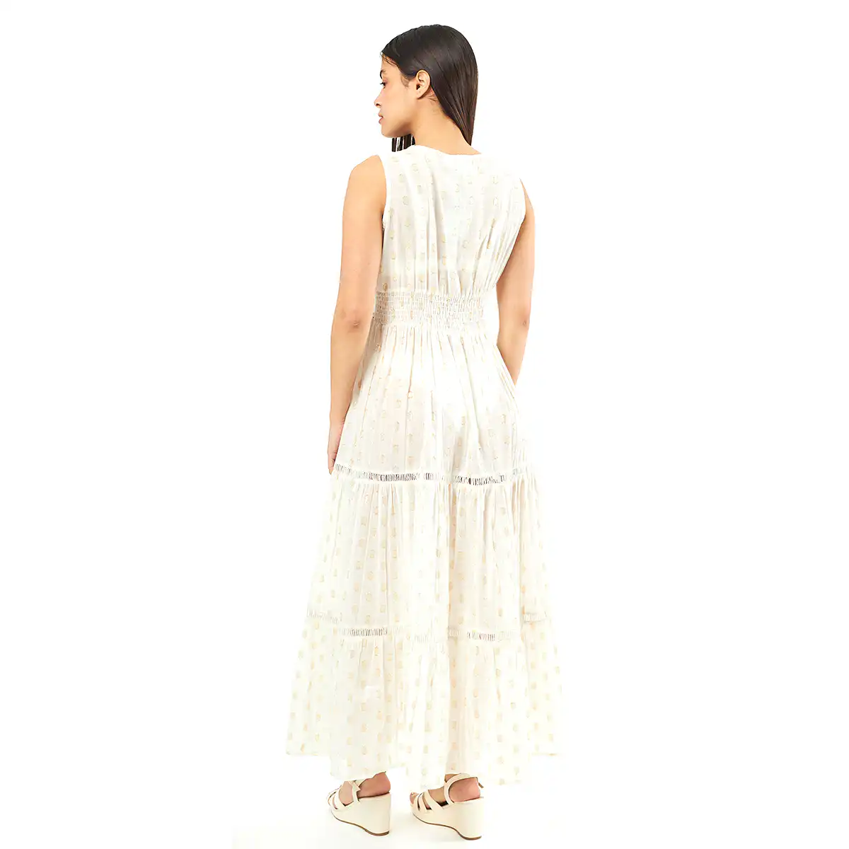 Verde Γυναικείο Φόρεμα 52-0062 Cotton Ινδίας Εκρού