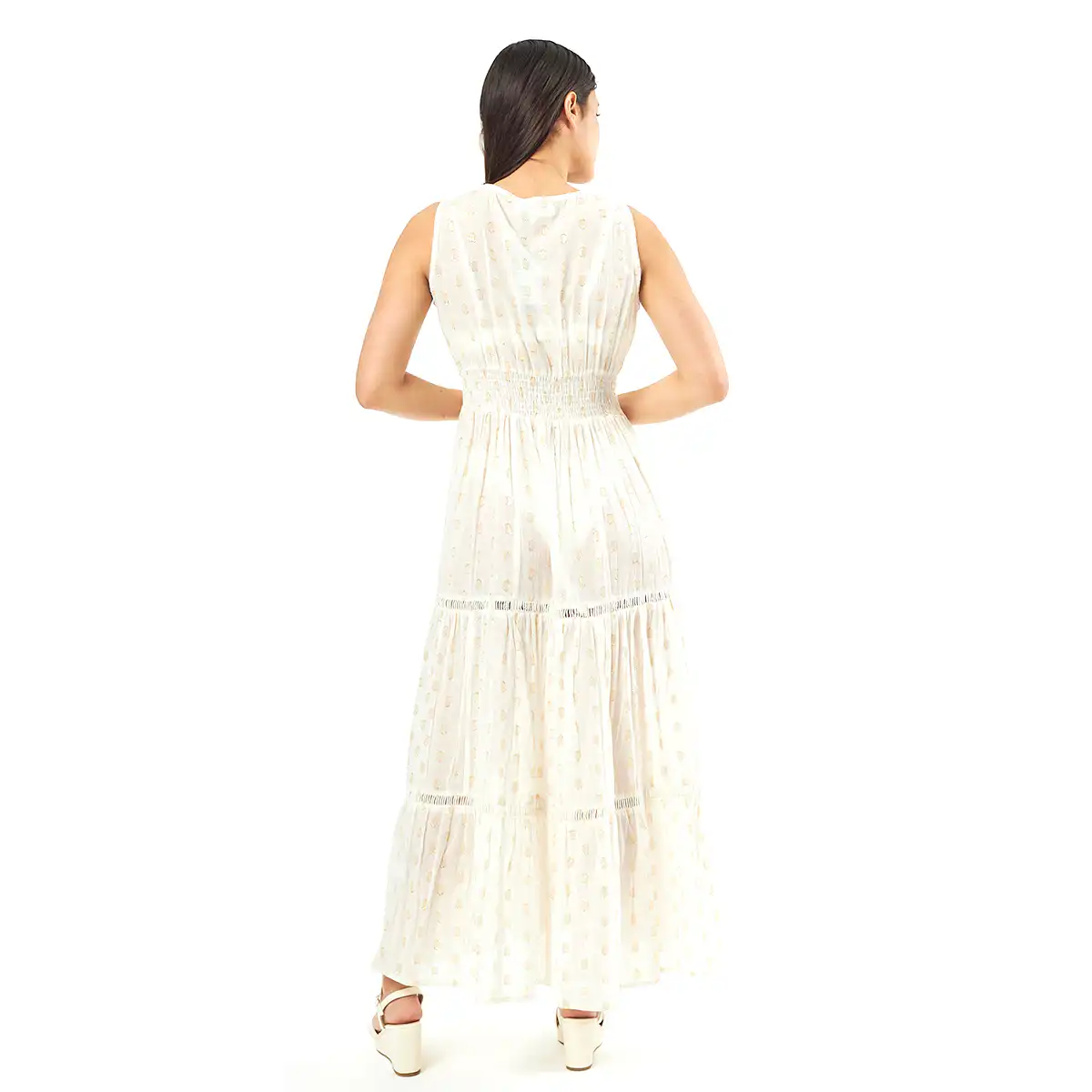 Verde Γυναικείο Φόρεμα 52-0062 Cotton Ινδίας Εκρού