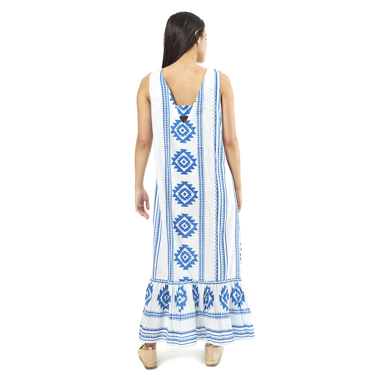 Verde Γυναικείο Φόρεμα 52-0063 Cotton Ινδίας Μπλέ