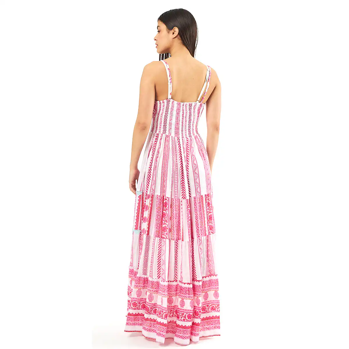 Verde Γυναικείο Φόρεμα 52-0064 Cotton Ινδίας Πολύχρωμο