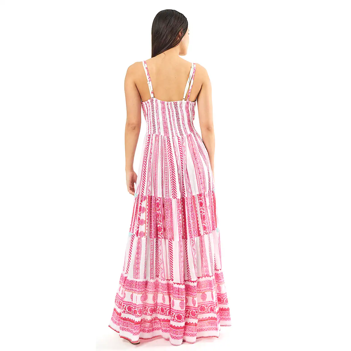 Verde Γυναικείο Φόρεμα 52-0064 Cotton Ινδίας Πολύχρωμο