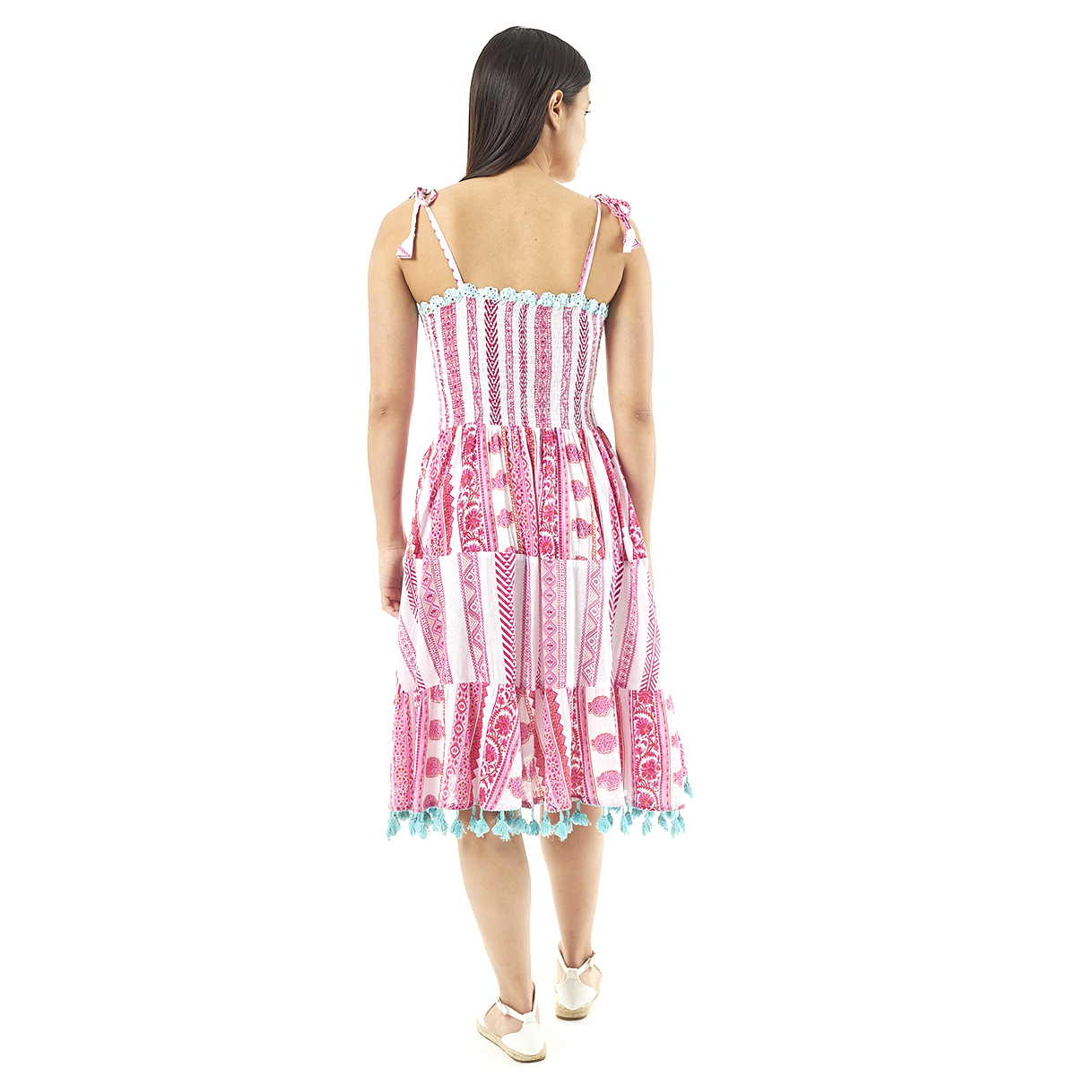 Verde Γυναικείο Φόρεμα 52-0065 Cotton Ινδίας Πολύχρωμο