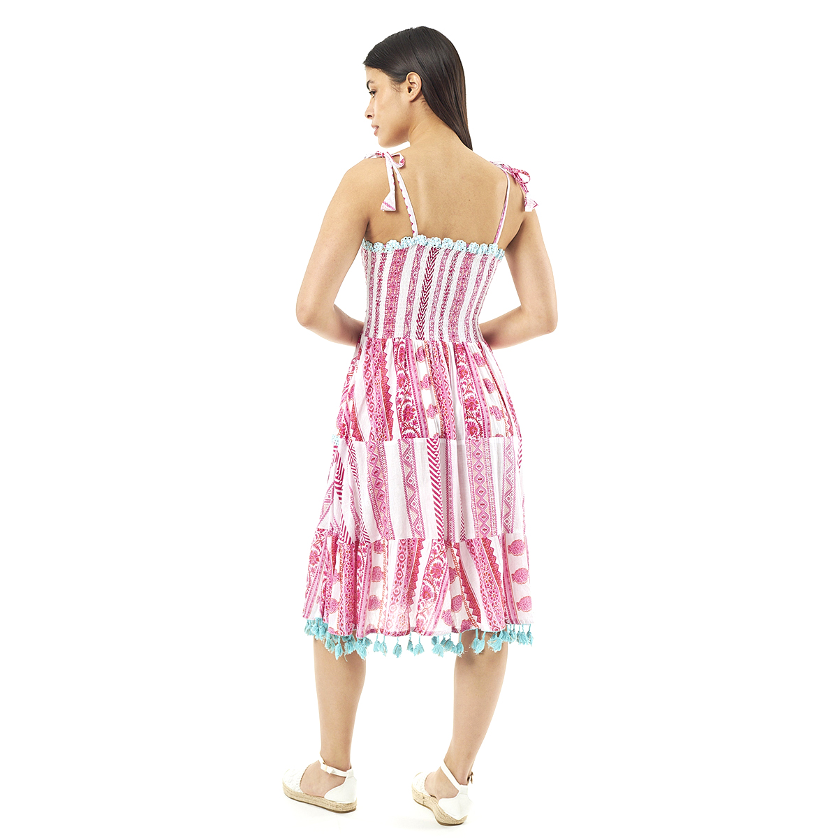 Verde Γυναικείο Φόρεμα 52-0065 Cotton Ινδίας Πολύχρωμο