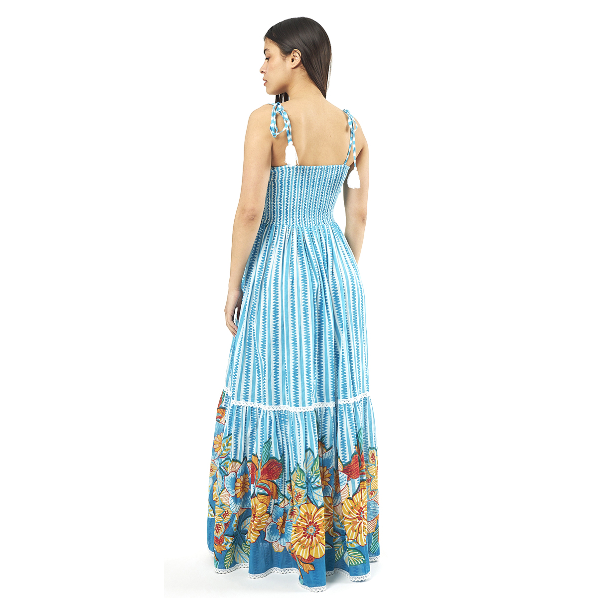 Verde Γυναικείο Φόρεμα 52-0067 Cotton Ινδίας Πολύχρωμο