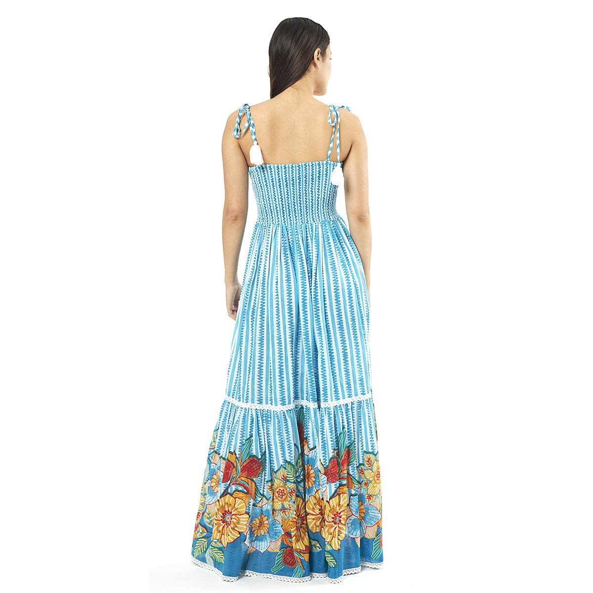 Verde Γυναικείο Φόρεμα 52-0067 Cotton Ινδίας Πολύχρωμο