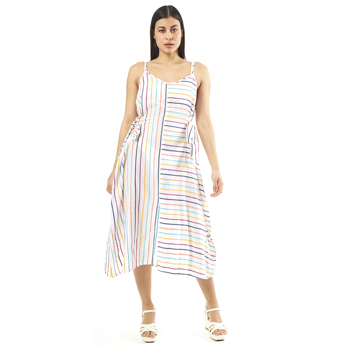 Verde Γυναικείο Φόρεμα 52-0068 Viscoce Ινδίας Πολύχρωμο