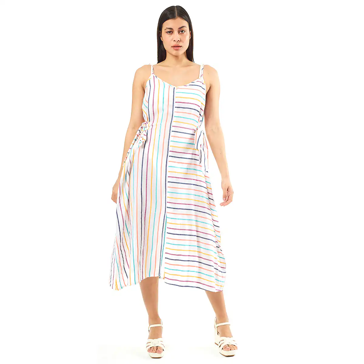 Verde Γυναικείο Φόρεμα 52-0068 Viscoce Ινδίας Πολύχρωμο