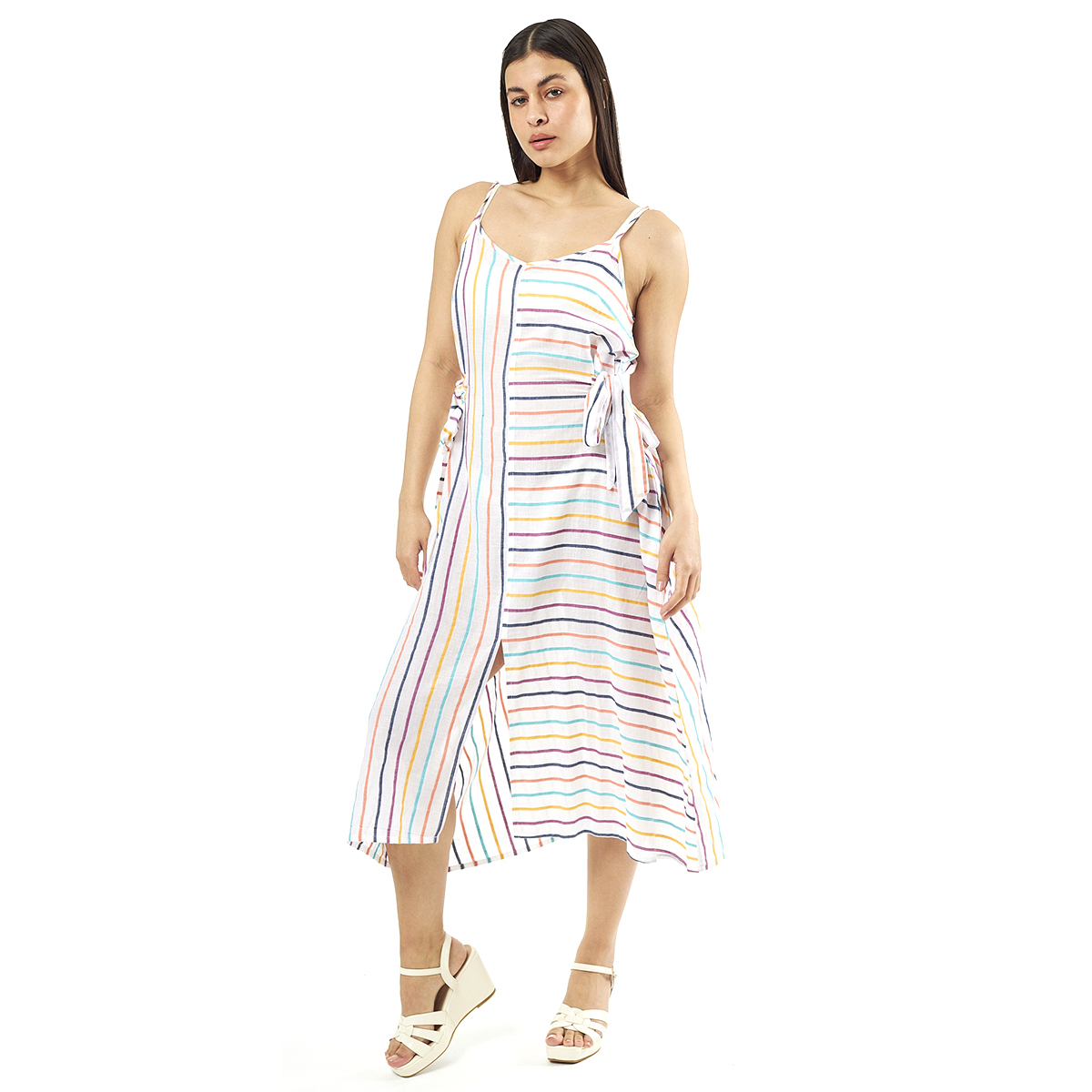 Verde Γυναικείο Φόρεμα 52-0068 Viscoce Ινδίας Πολύχρωμο