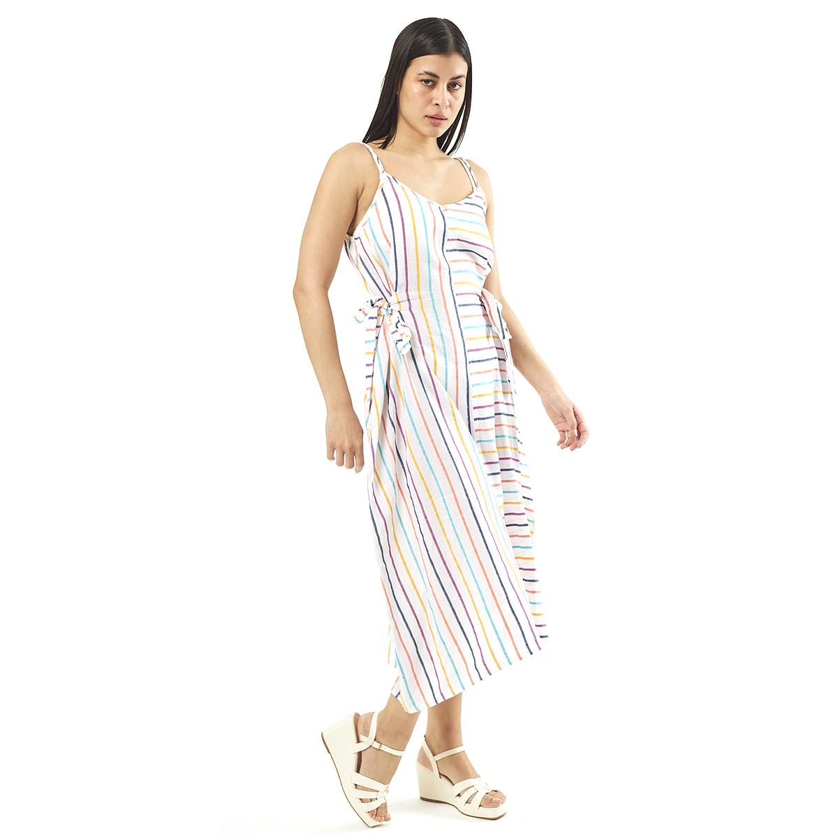 Verde Γυναικείο Φόρεμα 52-0068 Viscoce Ινδίας Πολύχρωμο