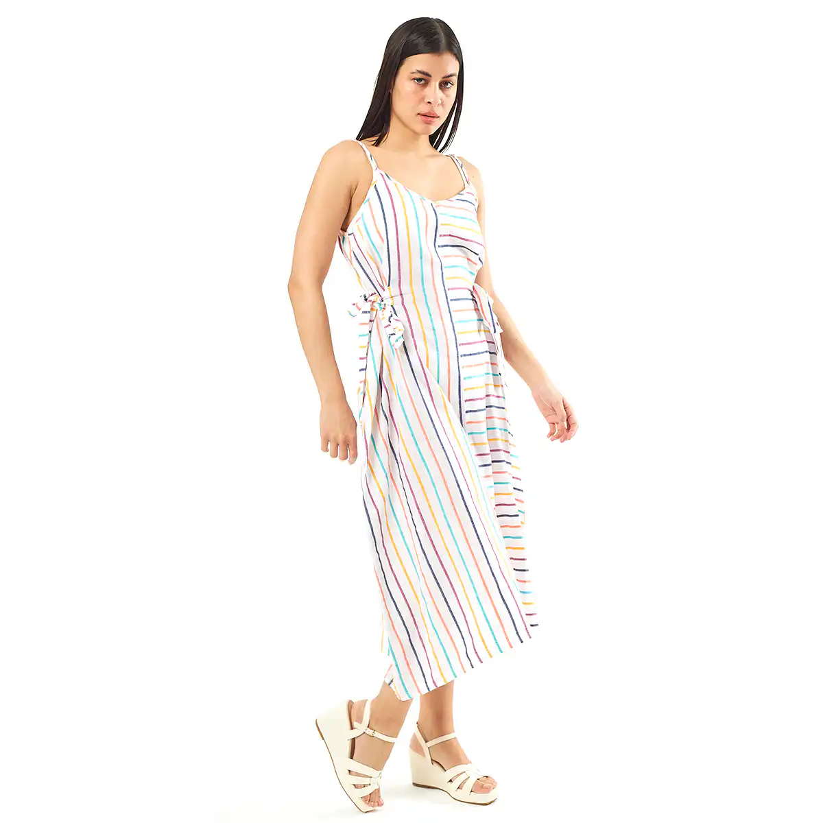 Verde Γυναικείο Φόρεμα 52-0068 Viscoce Ινδίας Πολύχρωμο