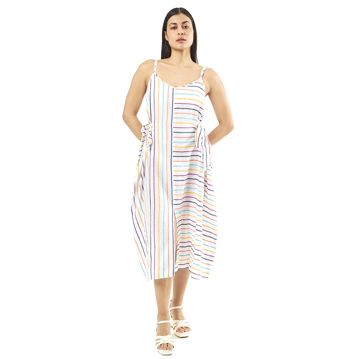 Verde Γυναικείο Φόρεμα 52-0068 Viscoce Ινδίας Πολύχρωμο