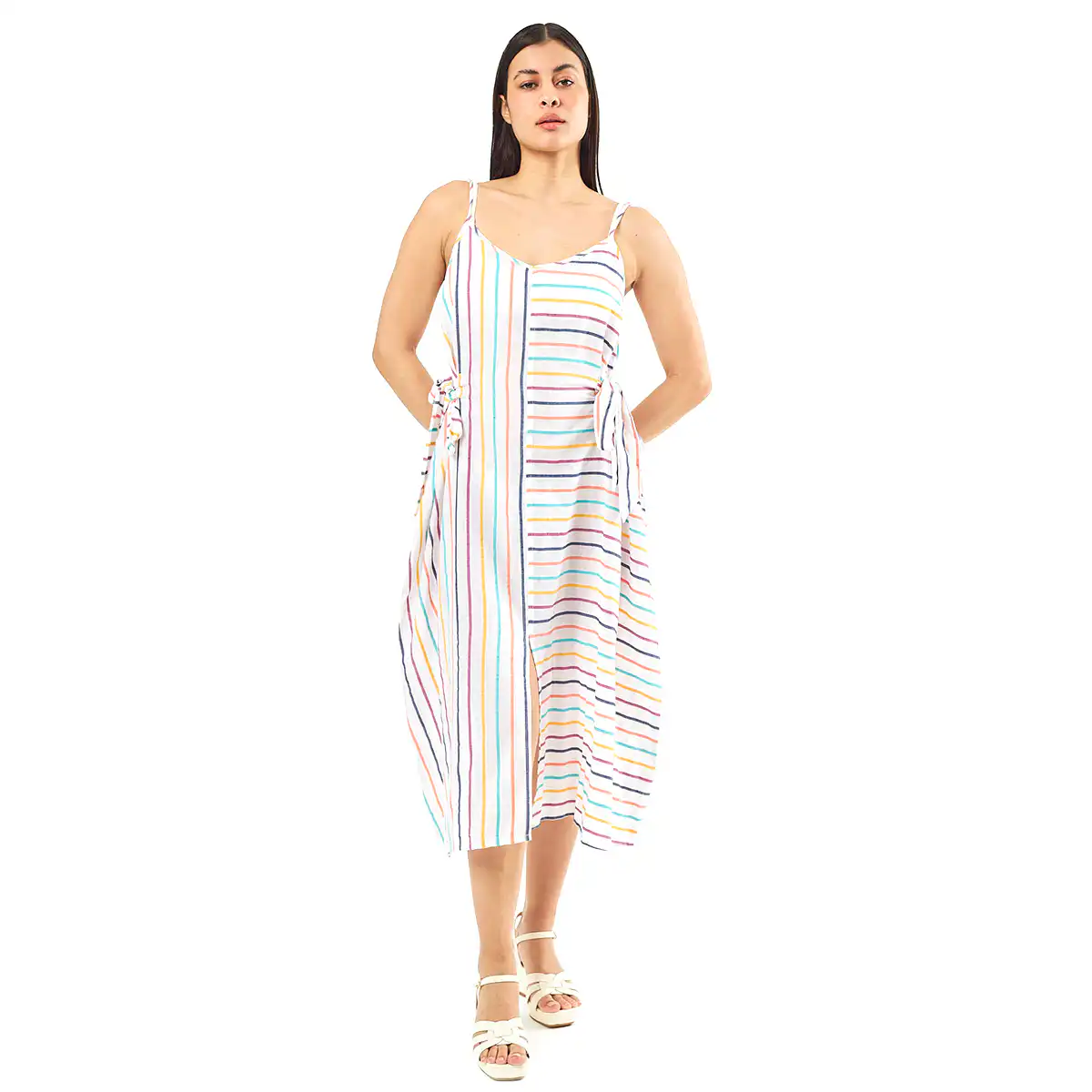 Verde Γυναικείο Φόρεμα 52-0068 Viscoce Ινδίας Πολύχρωμο