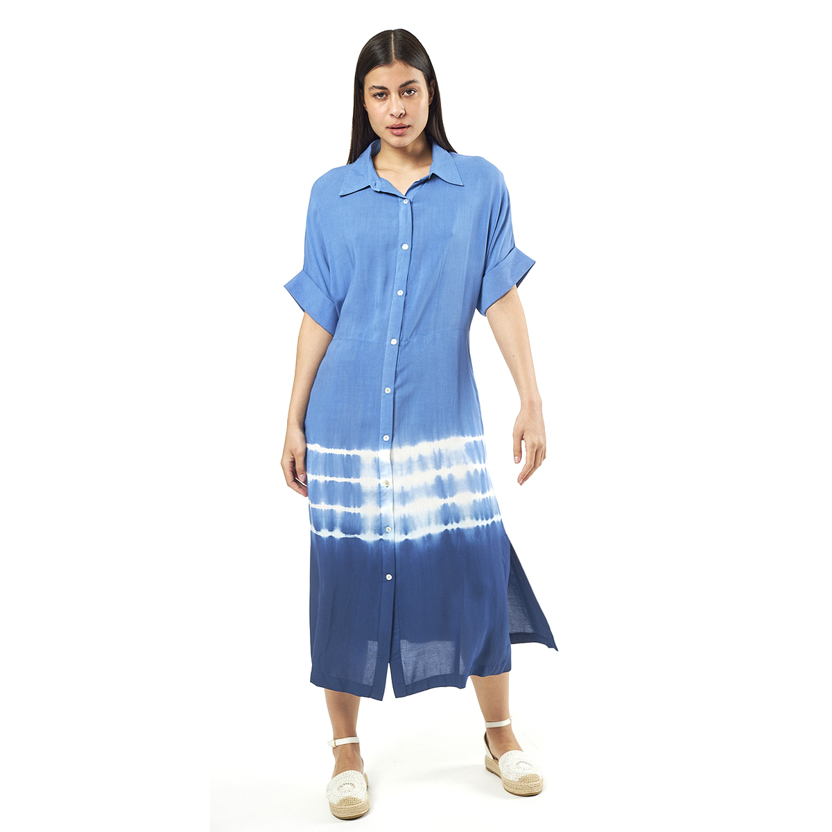 Verde Γυναικείο Φόρεμα 52-0070 Viscoce Ινδίας Μπλέ