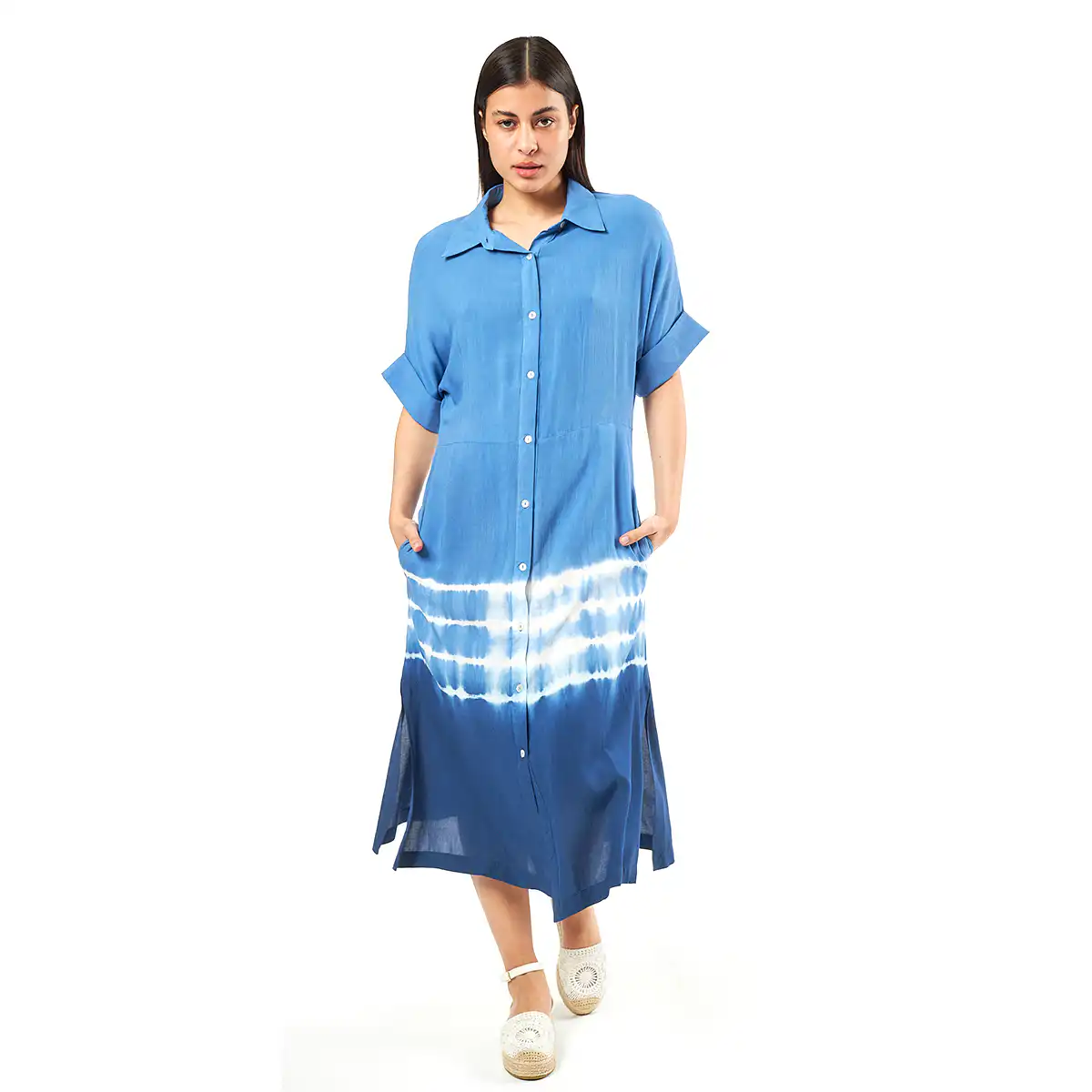 Verde Γυναικείο Φόρεμα 52-0070 Viscoce Ινδίας Μπλέ