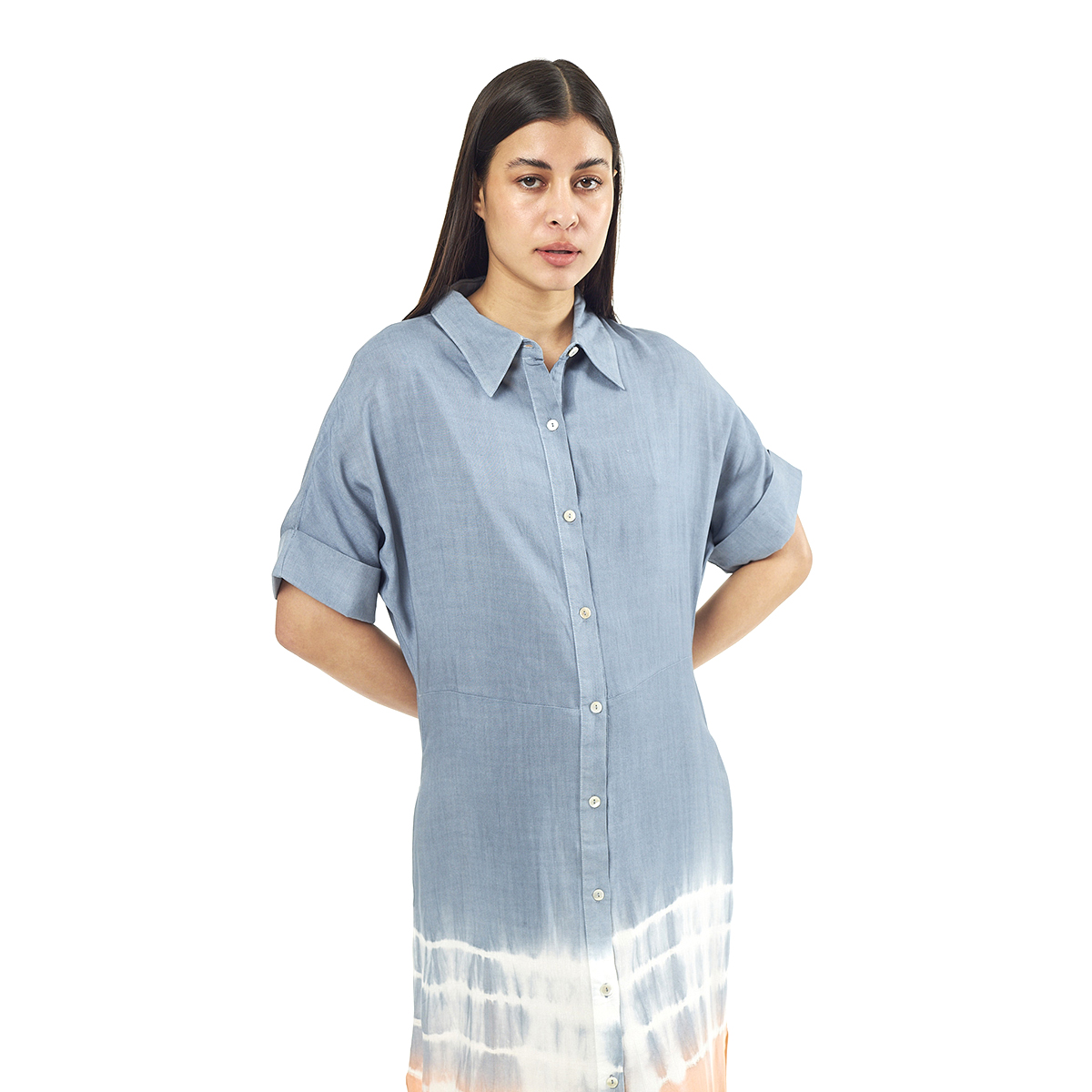 Verde Γυναικείο Φόρεμα 52-0070 Viscoce Ινδίας Πορτοκαλί