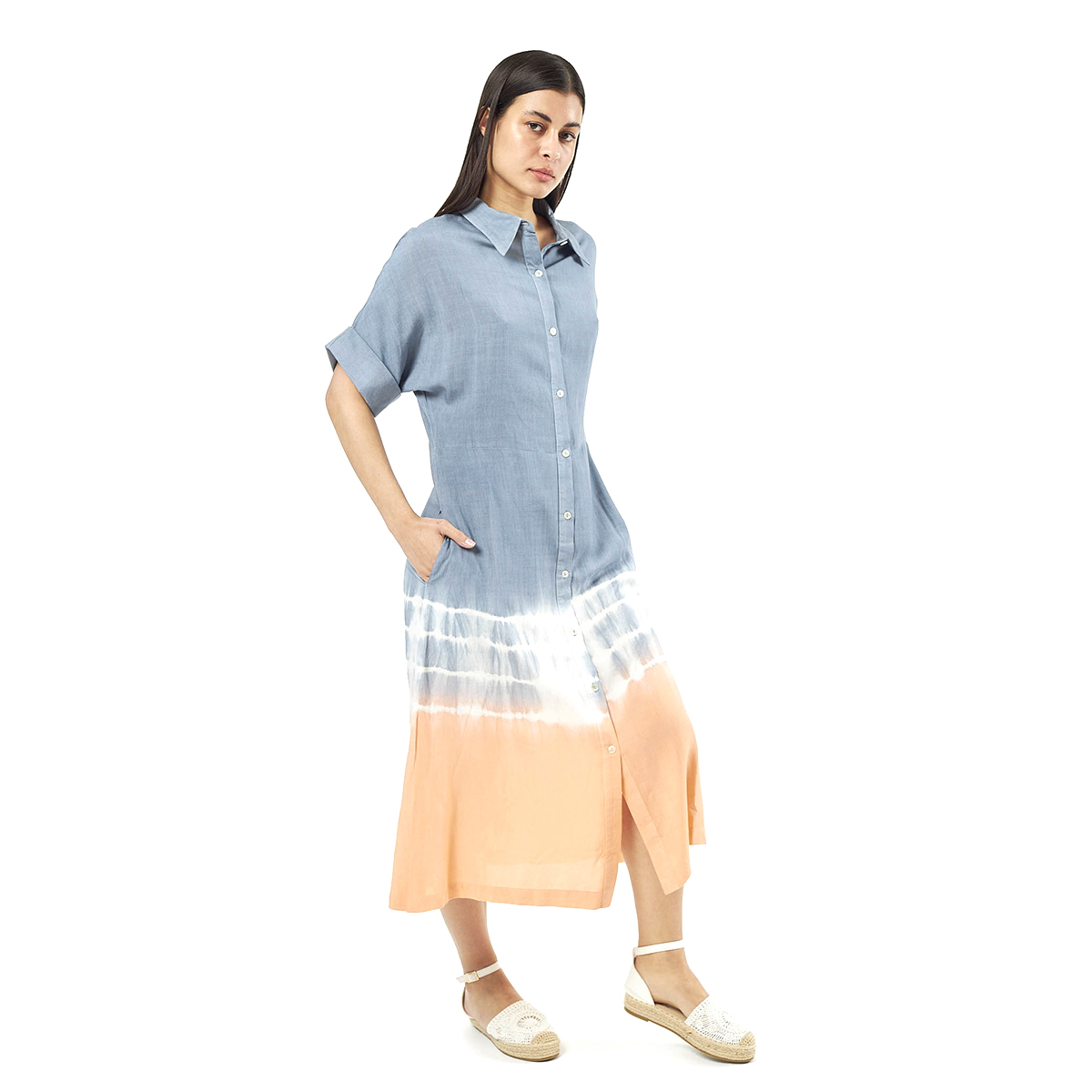 Verde Γυναικείο Φόρεμα 52-0070 Viscoce Ινδίας Πορτοκαλί