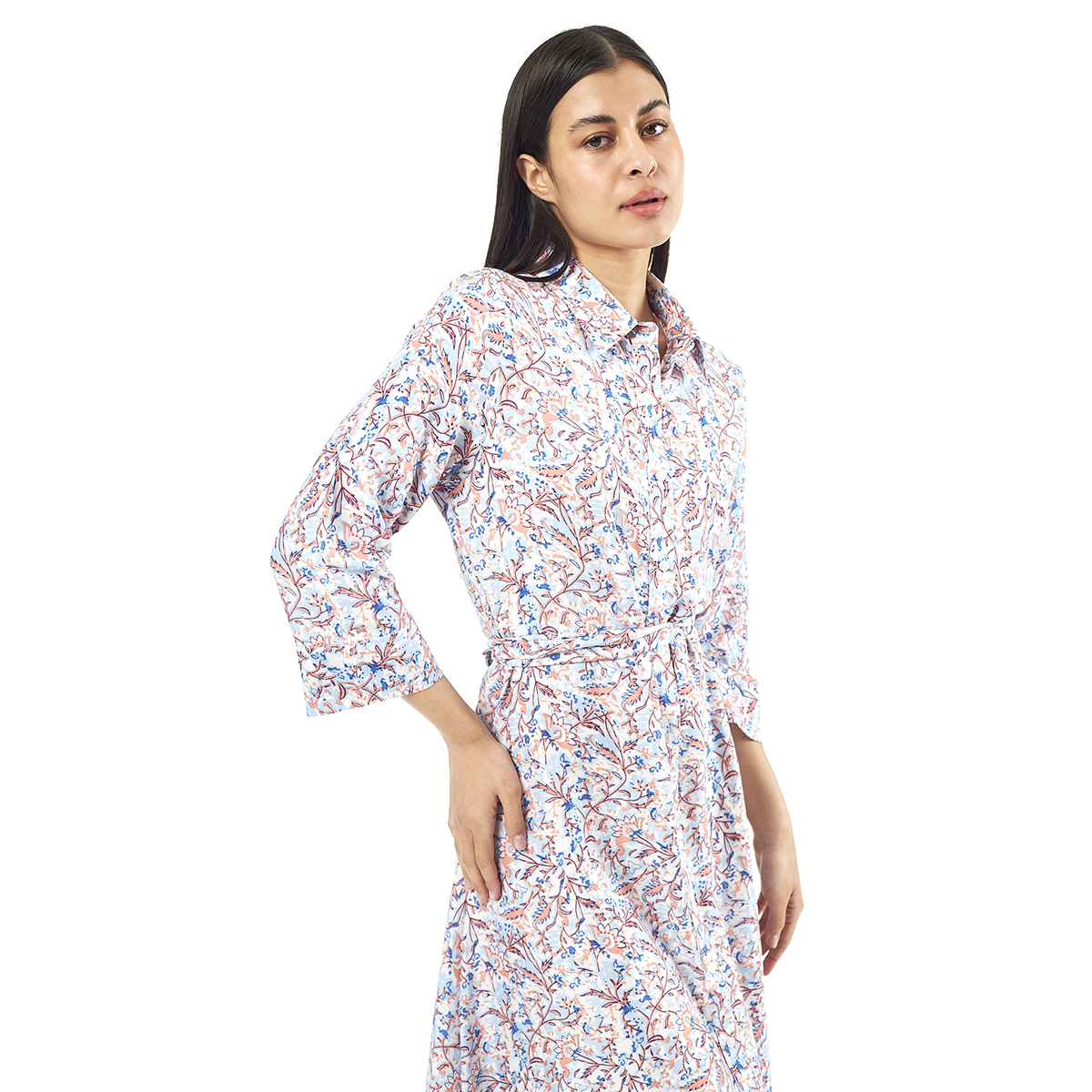 Verde Γυναικείο Φόρεμα 52-0071 Viscoce Ινδίας Μπλέ