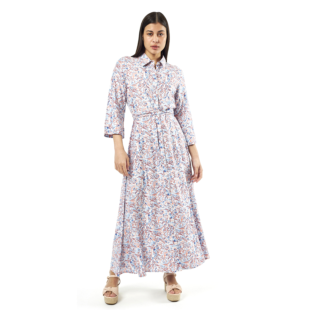 Verde Γυναικείο Φόρεμα 52-0071 Viscoce Ινδίας Μπλέ