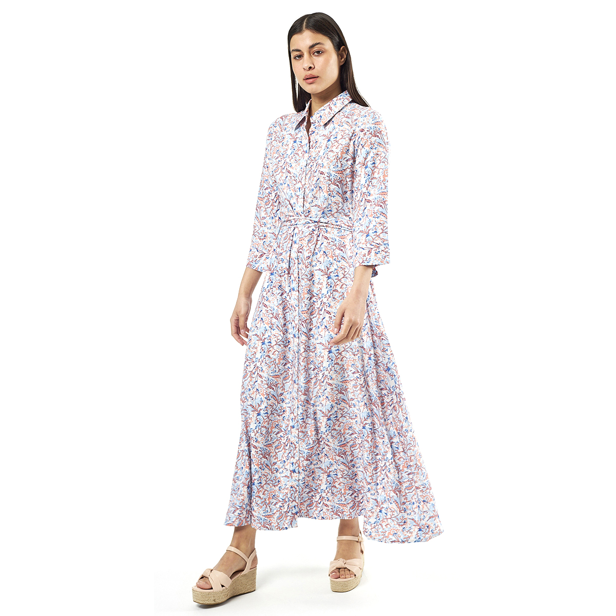 Verde Γυναικείο Φόρεμα 52-0071 Viscoce Ινδίας Μπλέ