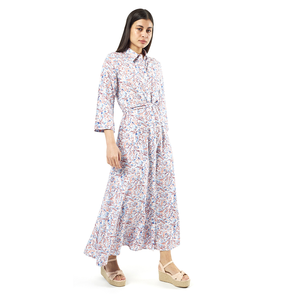 Verde Γυναικείο Φόρεμα 52-0071 Viscoce Ινδίας Μπλέ