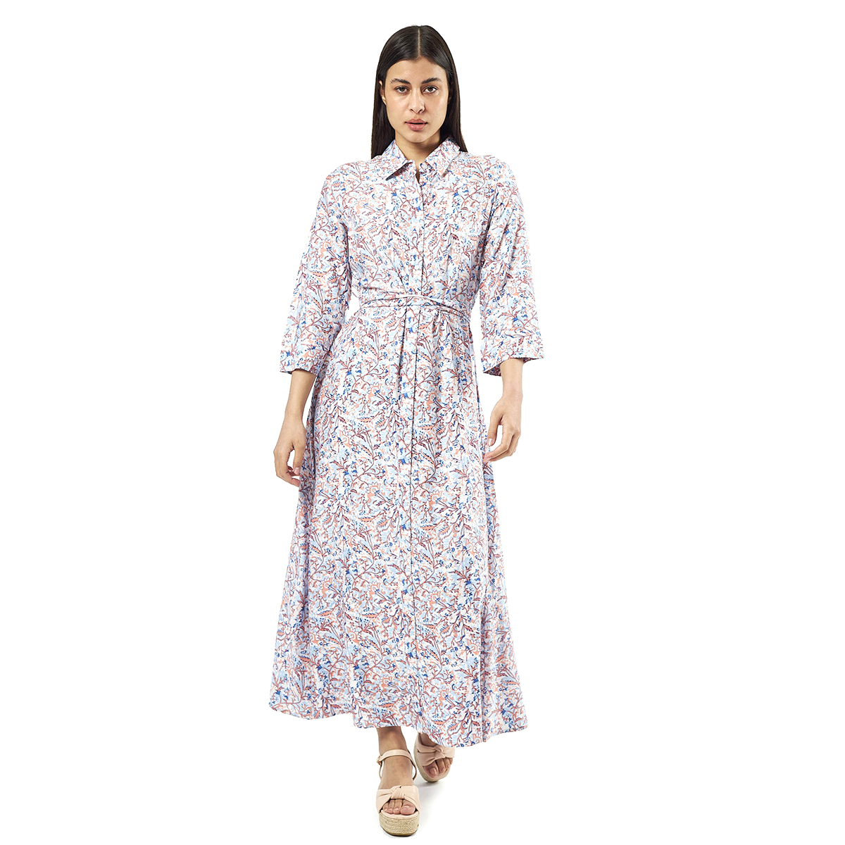 Verde Γυναικείο Φόρεμα 52-0071 Viscoce Ινδίας Μπλέ