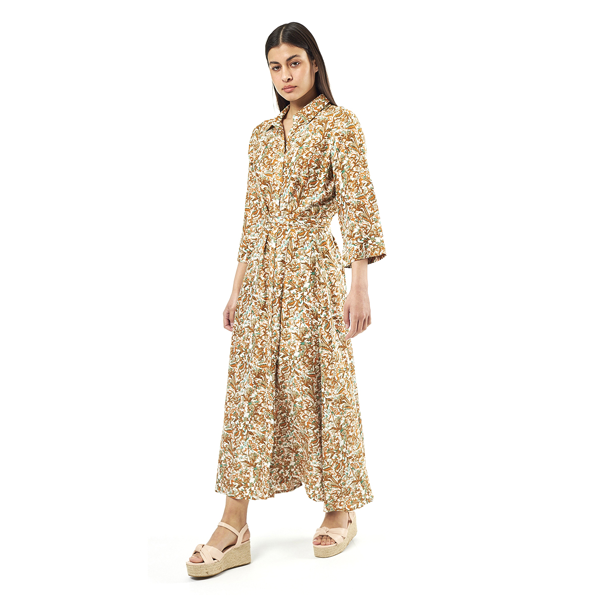 Verde Γυναικείο Φόρεμα 52-0071 Viscoce Ινδίας Χακί