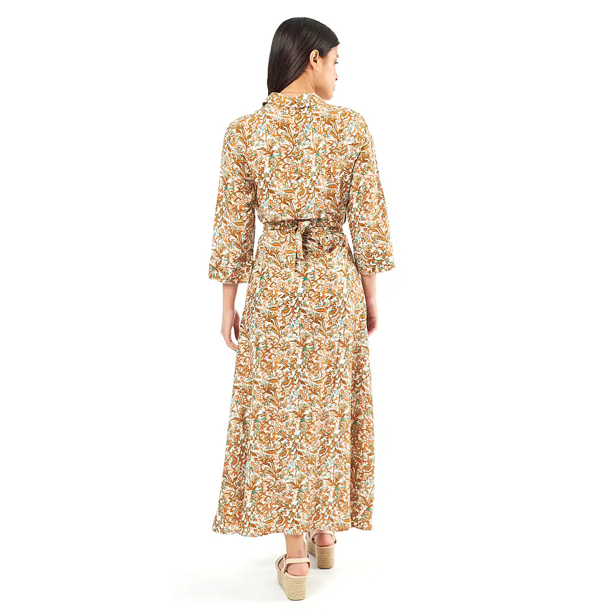 Verde Γυναικείο Φόρεμα 52-0071 Viscoce Ινδίας Χακί